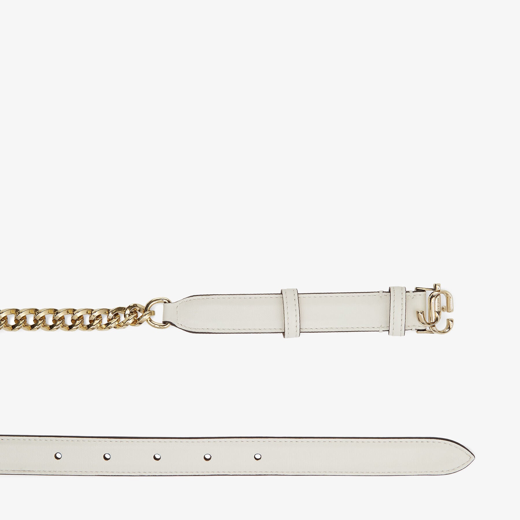 Ceinture JC-Chain en cuir avec chaîne dorée - Latte & Light Gold
