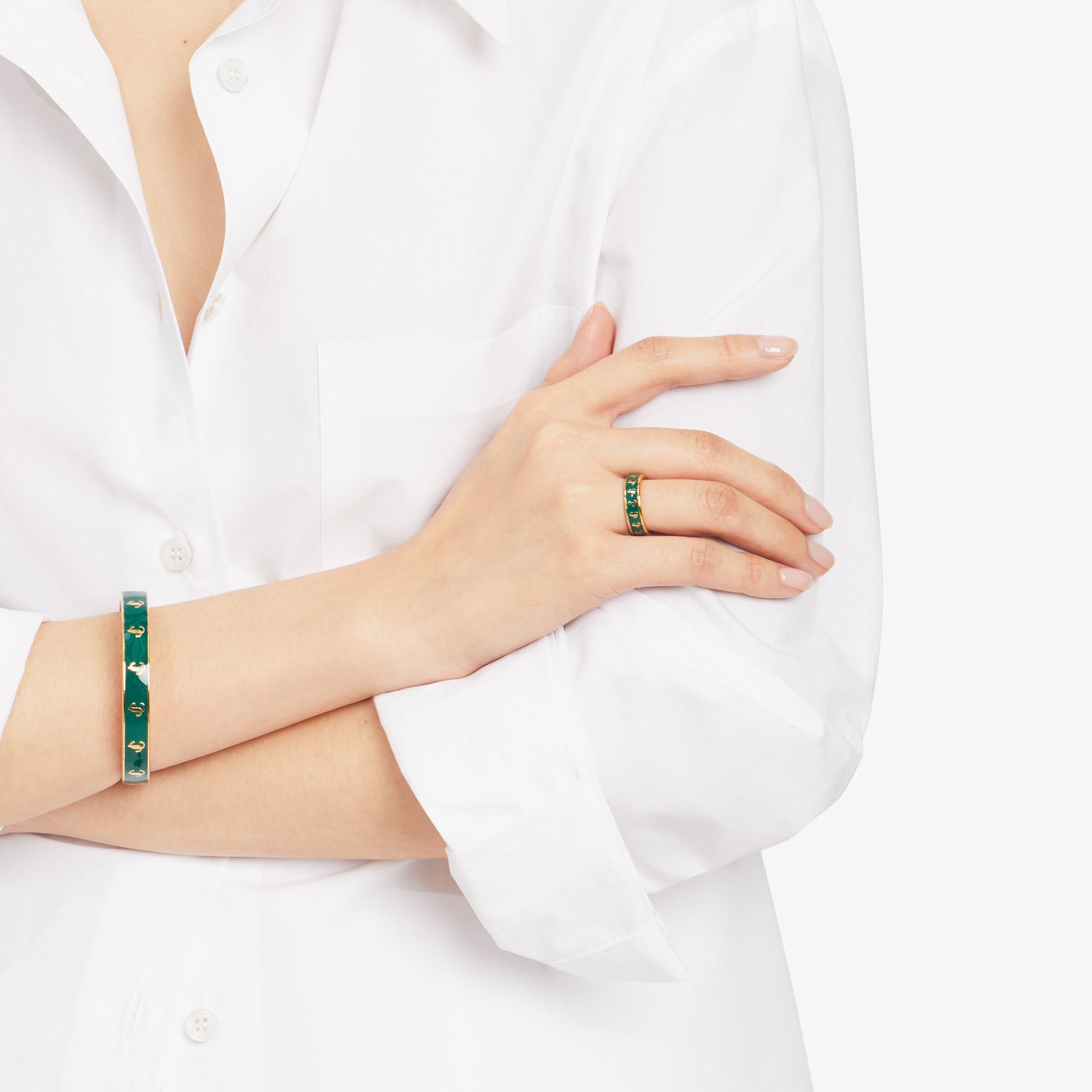 ZNO STOCK 0 / Reco 60 GOLD/EMERALD Rings JC ENAMEL RING