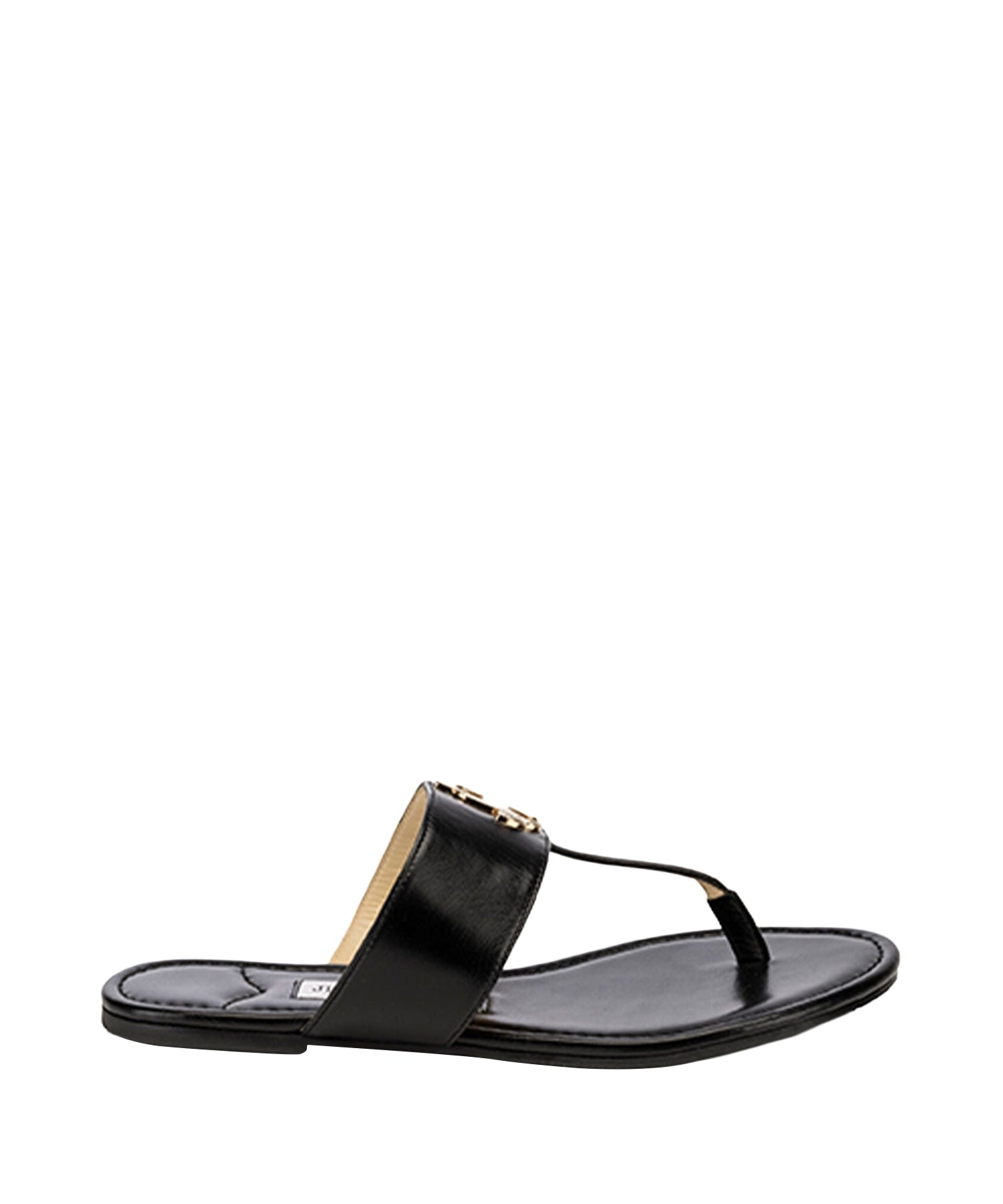 Sandales JC plates avec emblème JC en cuir - Black