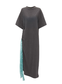 Robe à manches courtes cravate en satin - Dark Grey Melange