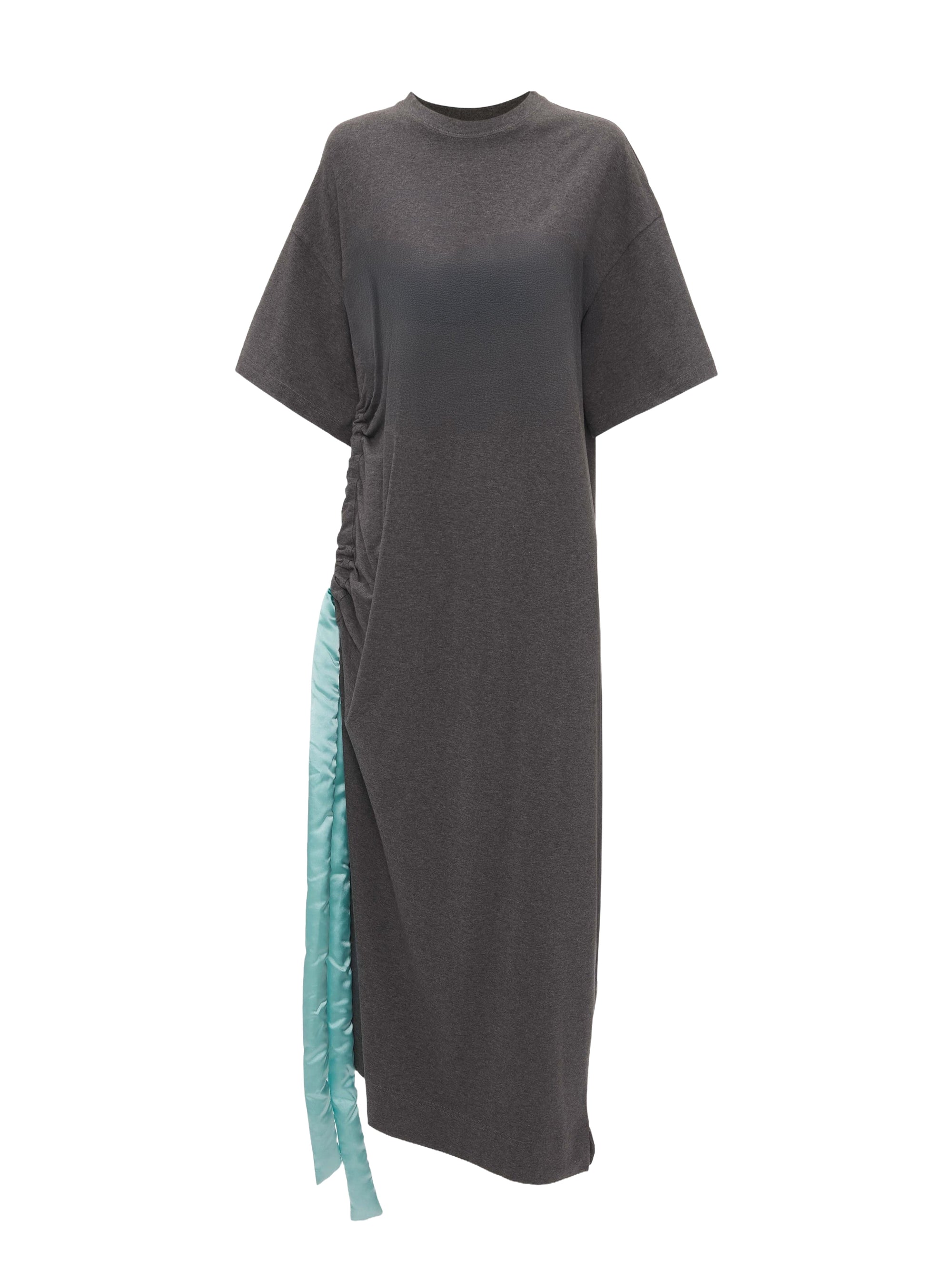 Robe à manches courtes cravate en satin - Dark Grey Melange