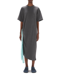 Robe à manches courtes cravate en satin - Dark Grey Melange