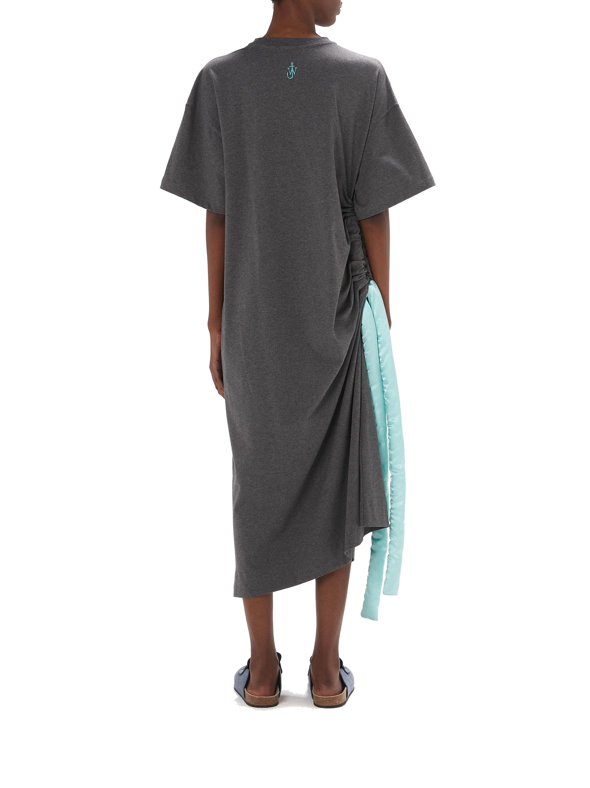 Robe à manches courtes cravate en satin - Dark Grey Melange