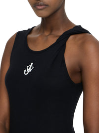 Robe À Bretelles Torsadées Avec Broderie Ancres - Black