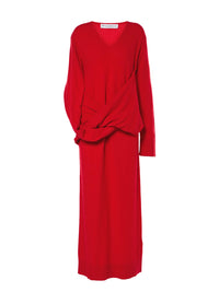 Robe Asymétrique Avec Drapé Sur Le Devant - Bright Red