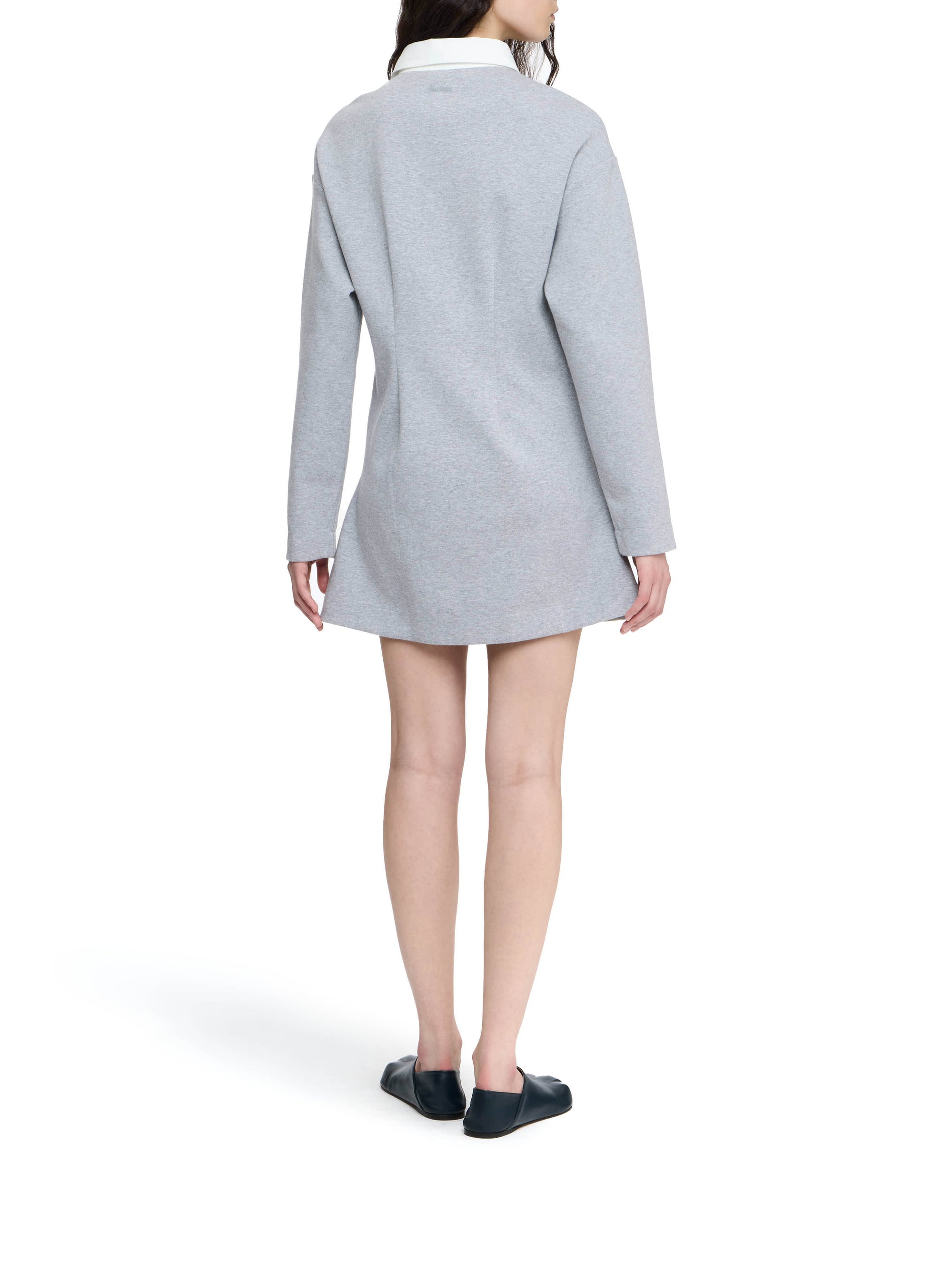 Robe Polo À Manches Longues - Mid Grey Melange
