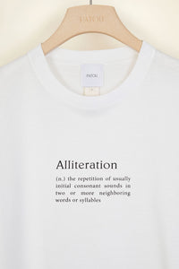 Alliteration organic cotton t-shirt
  - White Alliteration