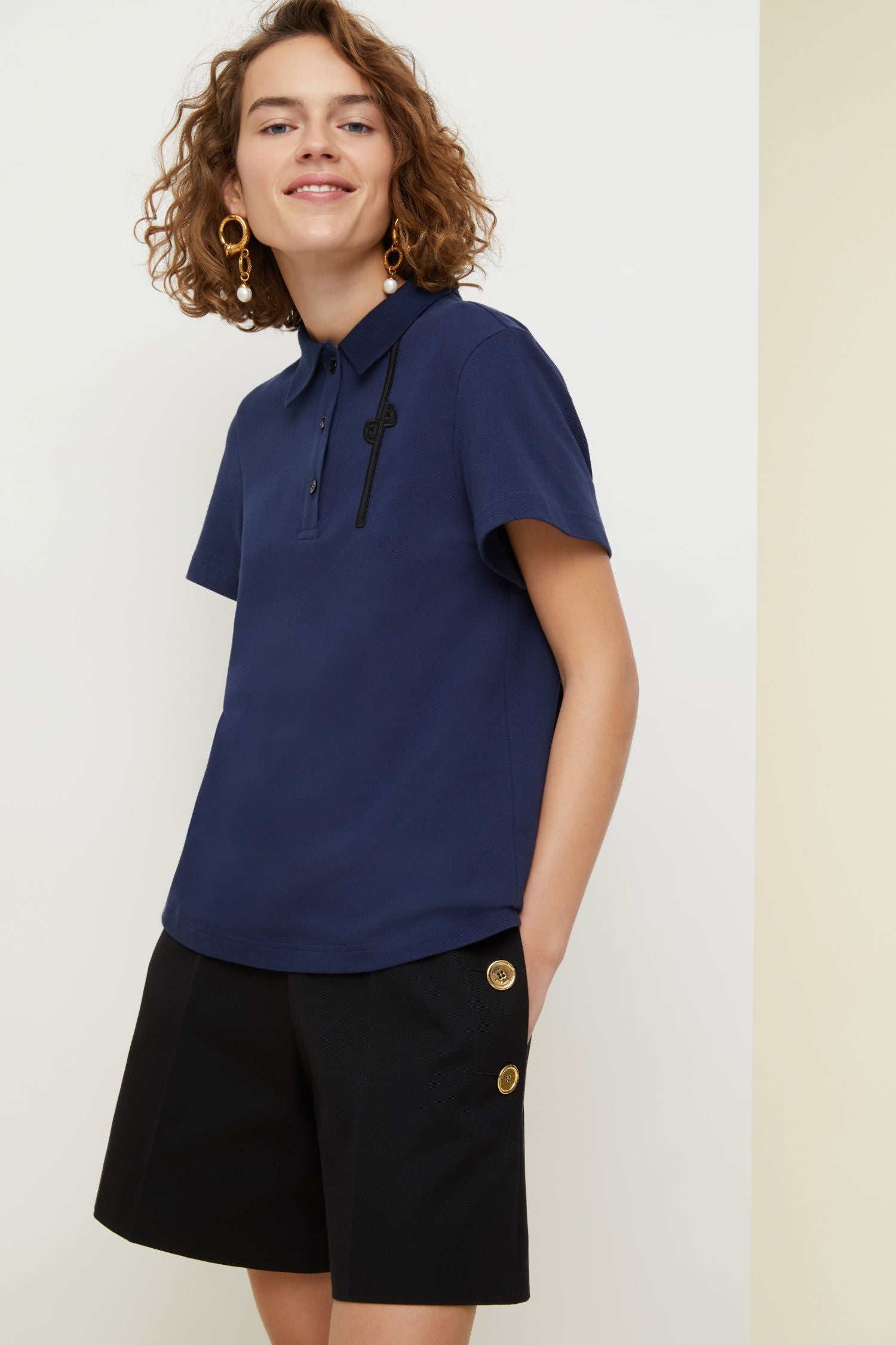 Cotton logo polo shirt - Navy
