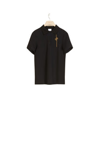 Cotton logo polo shirt - Black