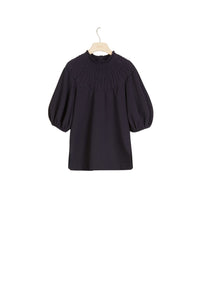 Sweat à col smocké - Bleu Marine