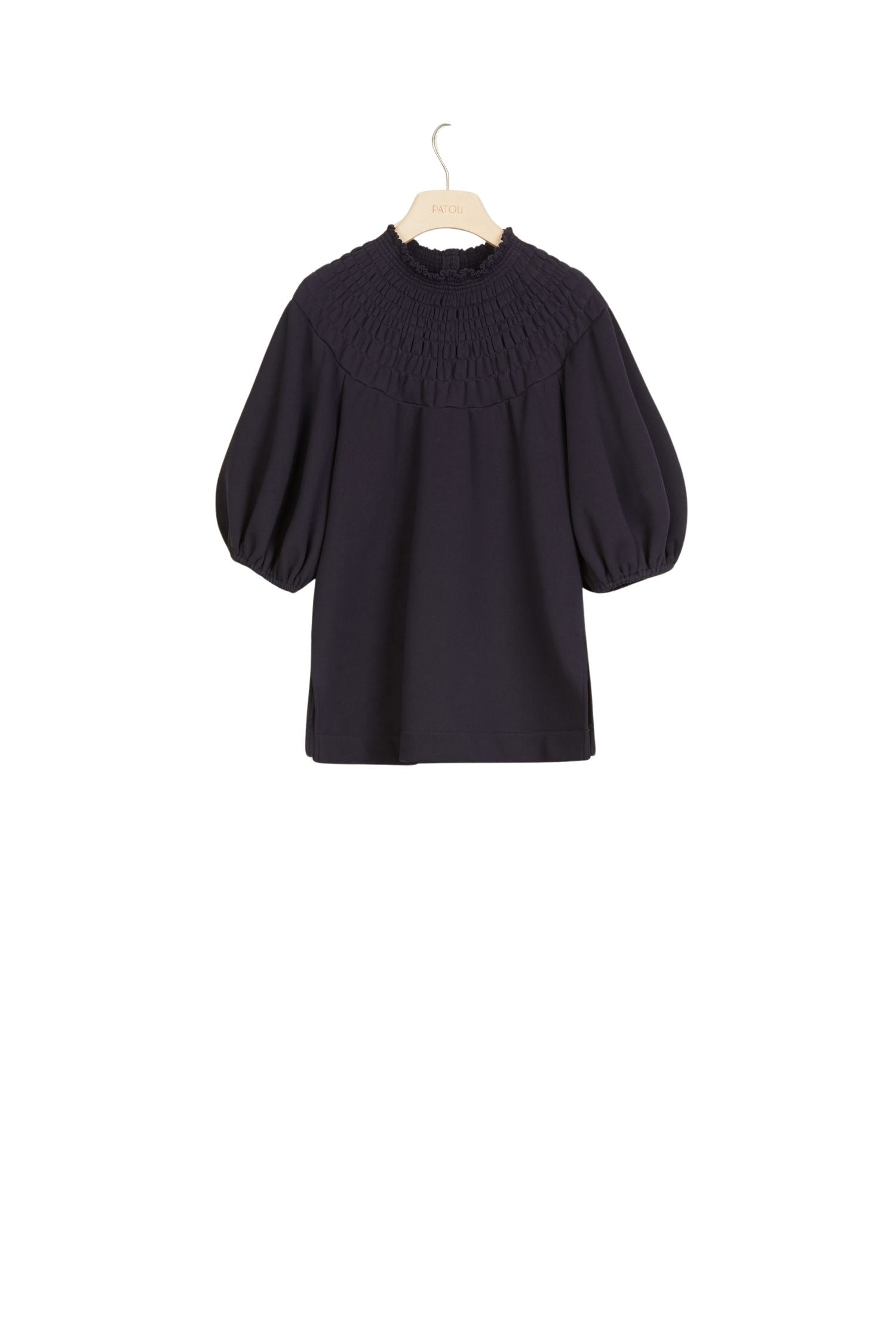 Sweat à col smocké - Bleu Marine