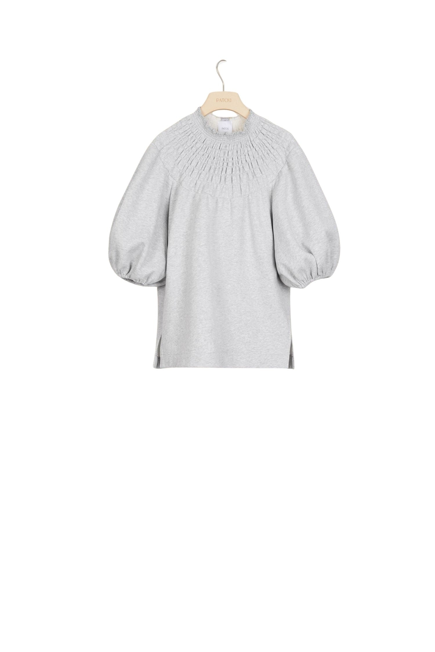 Sweat à col smocké - Gris