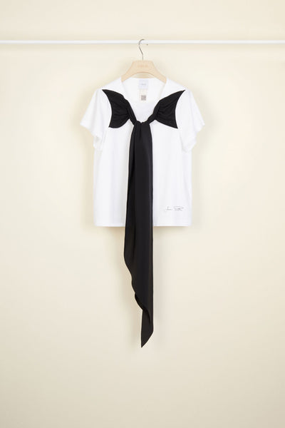 T-shirt en coton à noeud - Noir et Blanc