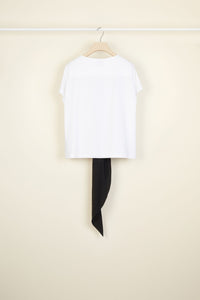Cotton bow T-shirt - Black and White
