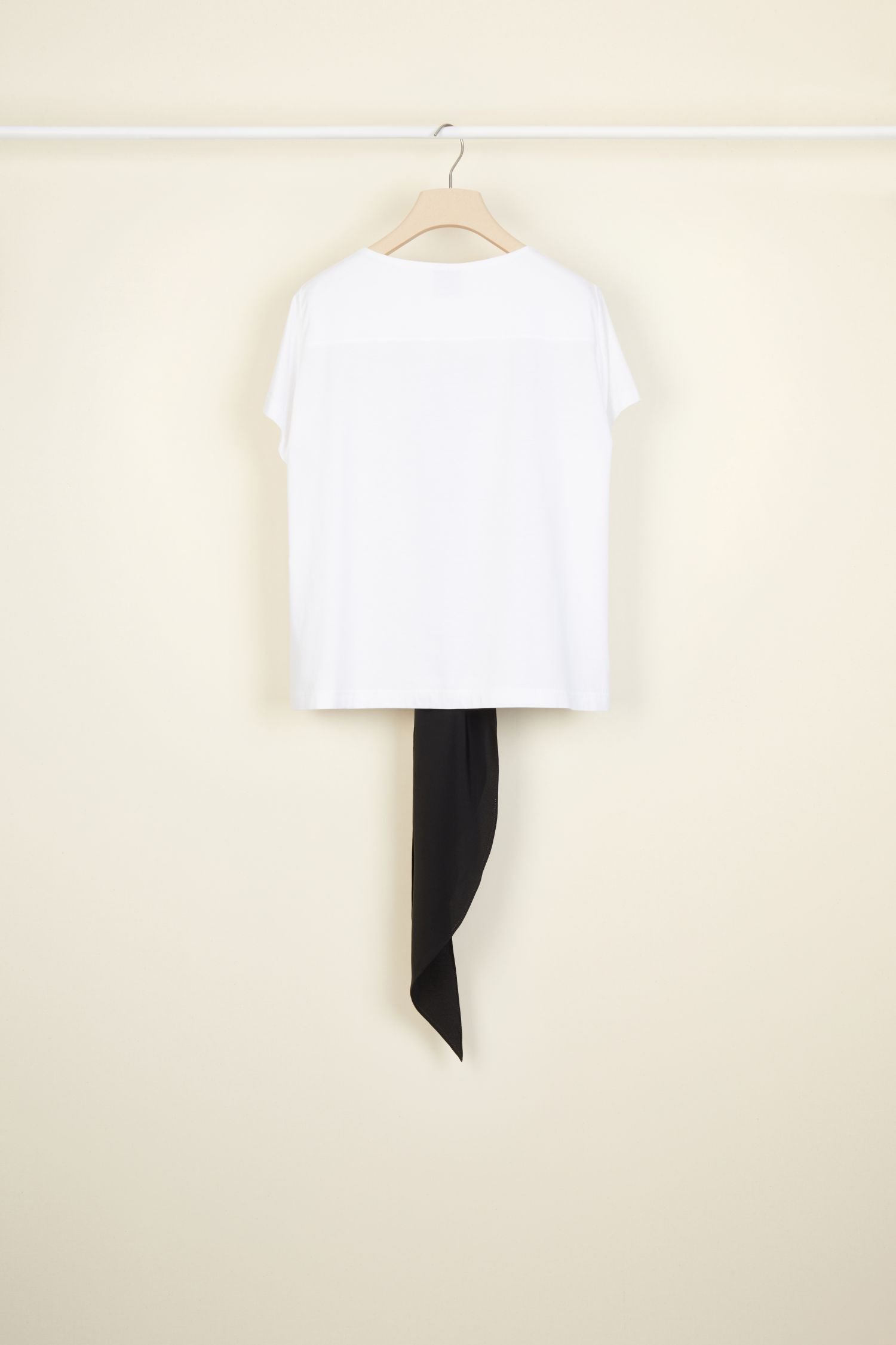 Cotton bow T-shirt - Black and White