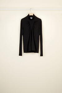 Jersey top with stand-up collar - Black