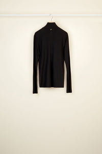 Jersey top with stand-up collar - Black