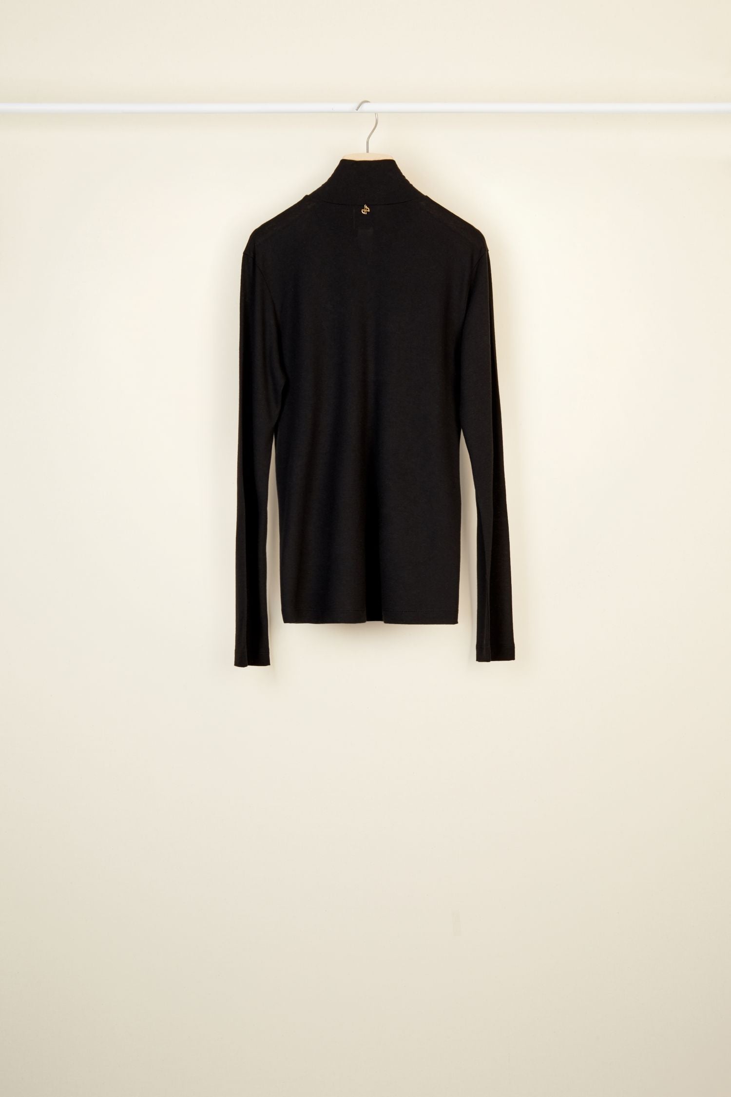 Jersey top with stand-up collar - Black