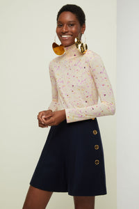 Printed jersey top with stand-up collar - 11h au bois print