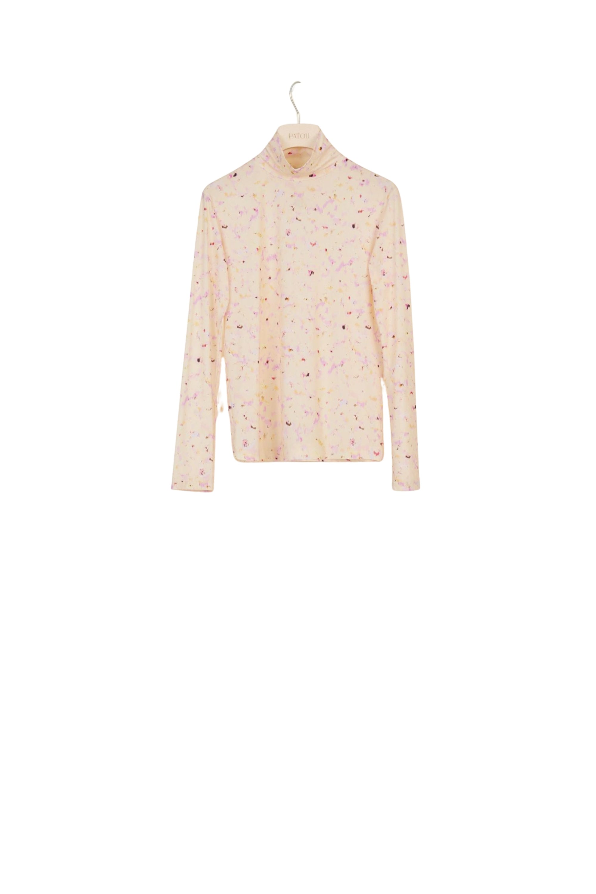 Printed jersey top with stand-up collar - 11h au bois print