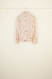Printed jersey top with stand-up collar - 11h au bois print