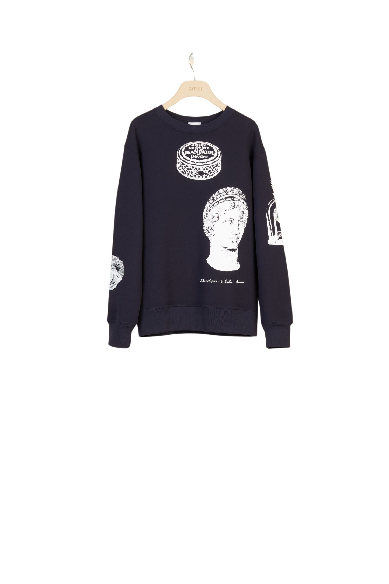 Sweatshirt oversize en coton imprimé - Bleu Marine