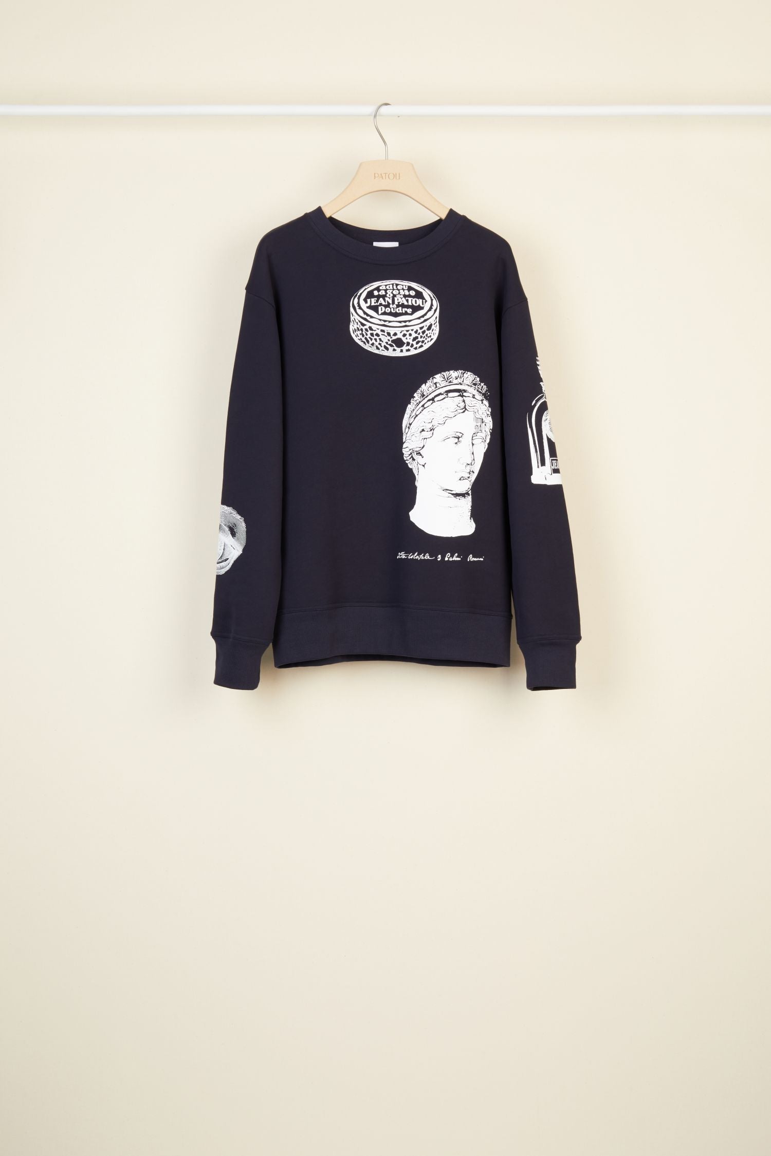 Oversized printed cotton sweatshirt - Navy blue