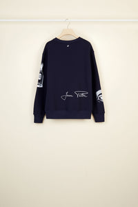 Sweatshirt oversize imprimé - Bleu Marine