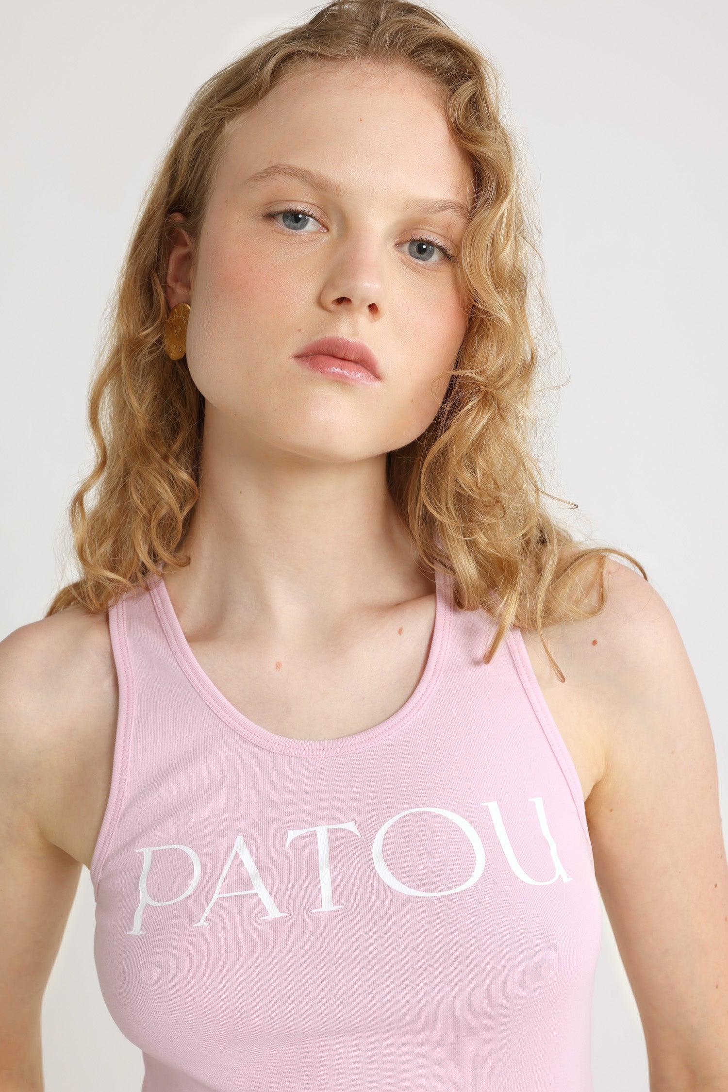 Primrose Pink / Débardeur à logo Patou en coton bio
