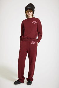 Pantalon de jogging à broderie bouclette en coton bio - Rouge Rubis