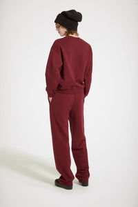 Pantalon de jogging à broderie bouclette en coton bio - Rouge Rubis