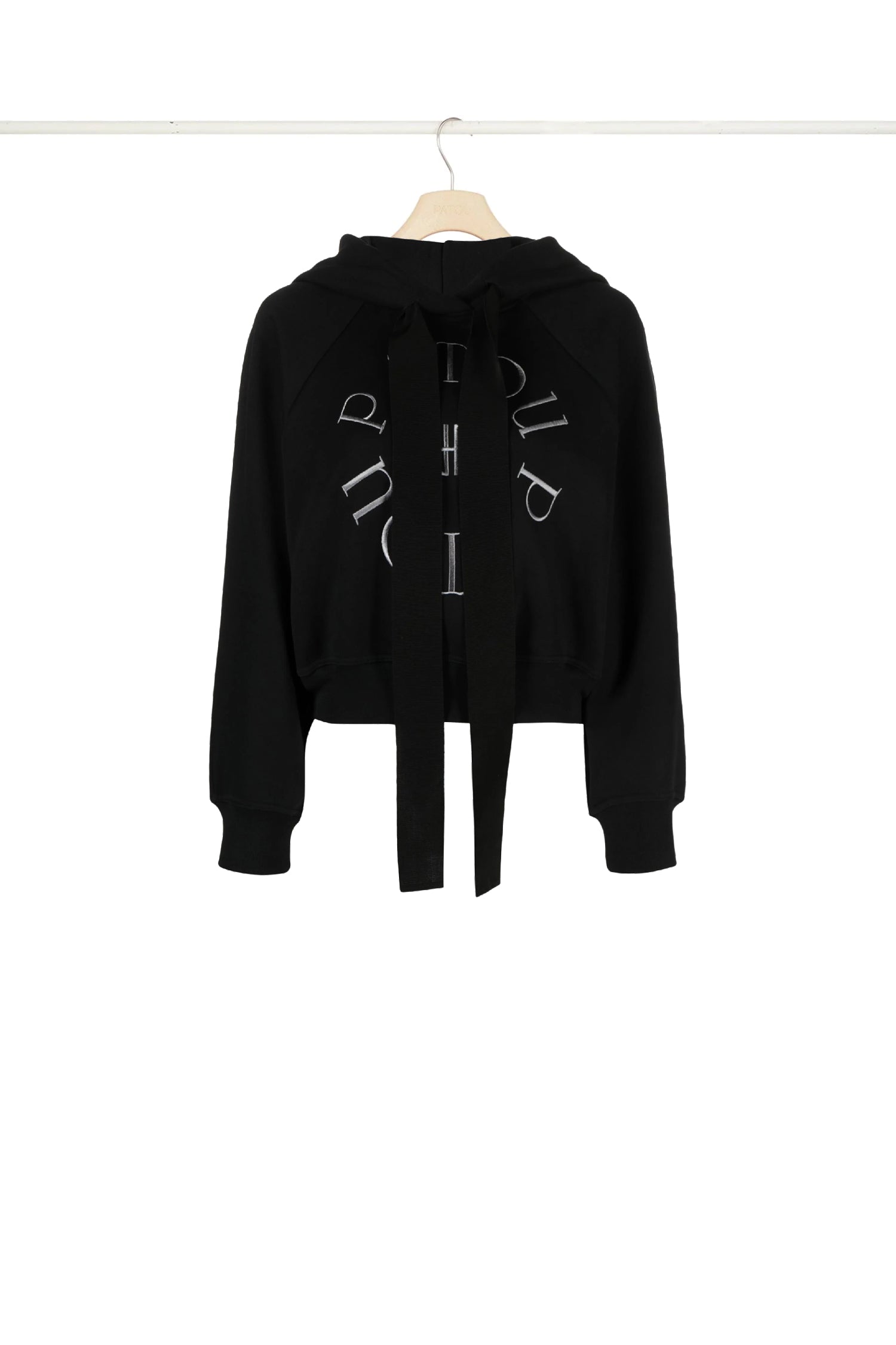 Sweatshirt court à logo médaillon en coton bio - Noir
