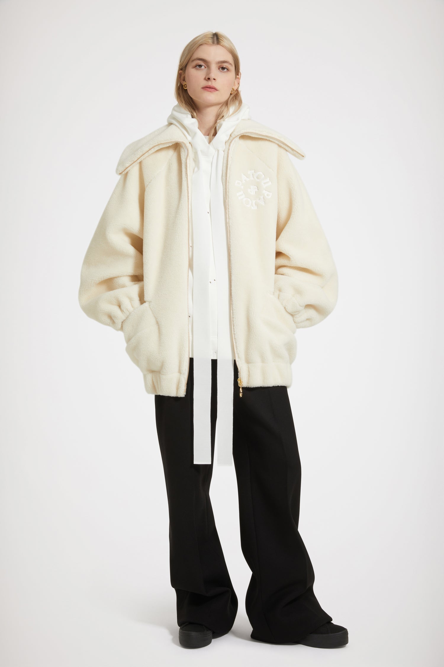 Bomber en faux shearling recyclé - Blanc Avalanche