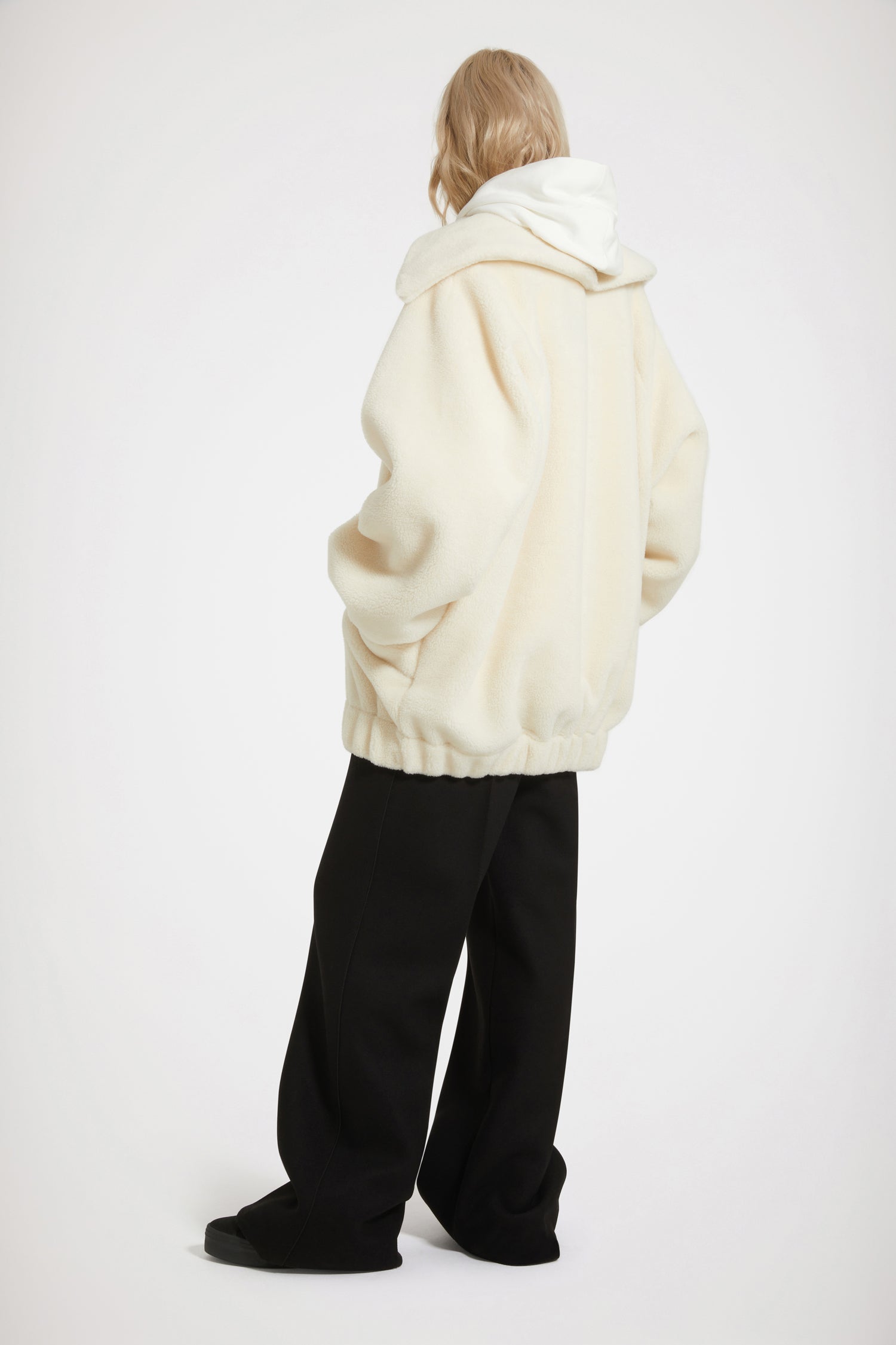 Bomber en faux shearling recyclé - Blanc Avalanche