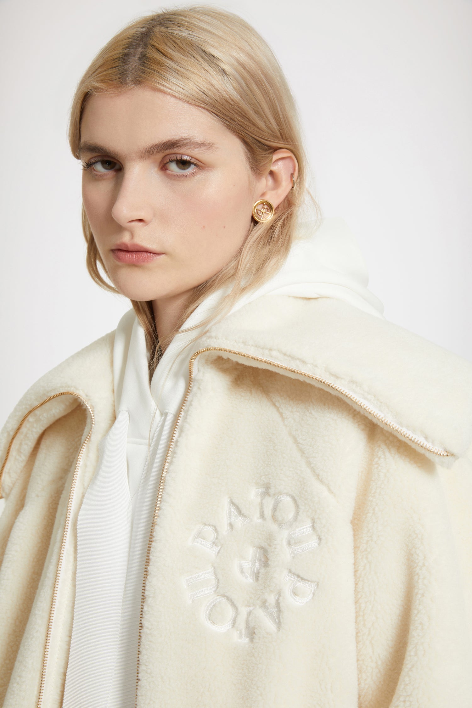 Bomber en faux shearling recyclé - Blanc Avalanche