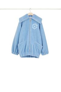 Bomber en faux shearling recyclé - Bleu Glacier