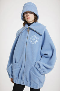 Bomber en faux shearling recyclé - Bleu Glacier