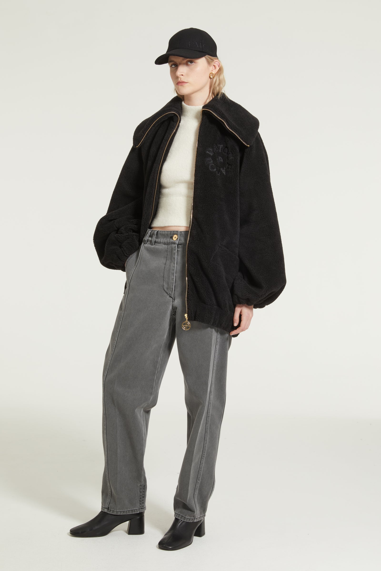 Bomber en faux shearling recyclé - Noir