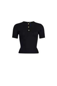 Black / Top henley en coton bio