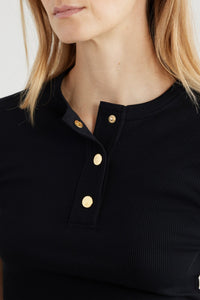 T-shirt ajusté à col rond - Noir