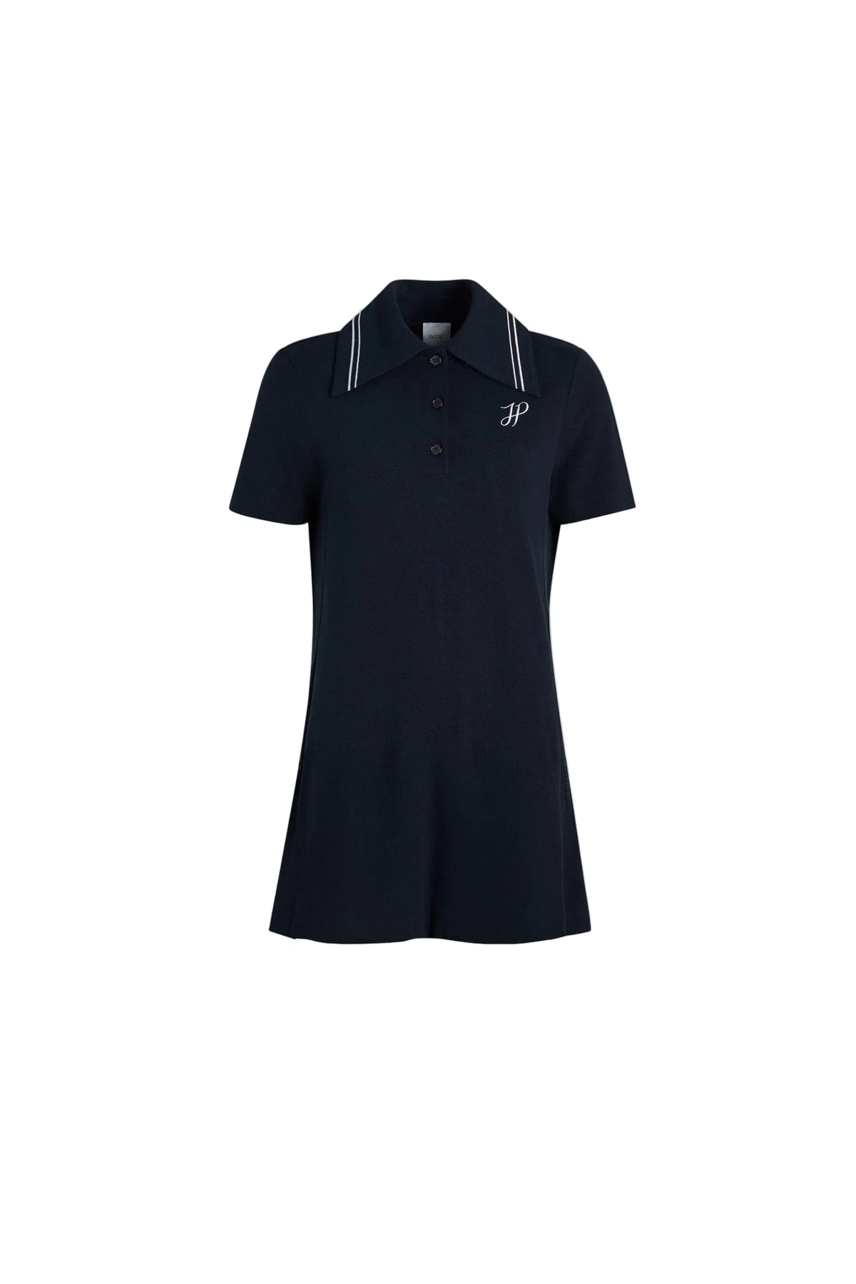 Navy Black / Robe polo courte à monogramme JP brodé en coton bio piqué