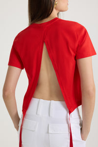 Cotton halter T-shirt - Lipstick Red