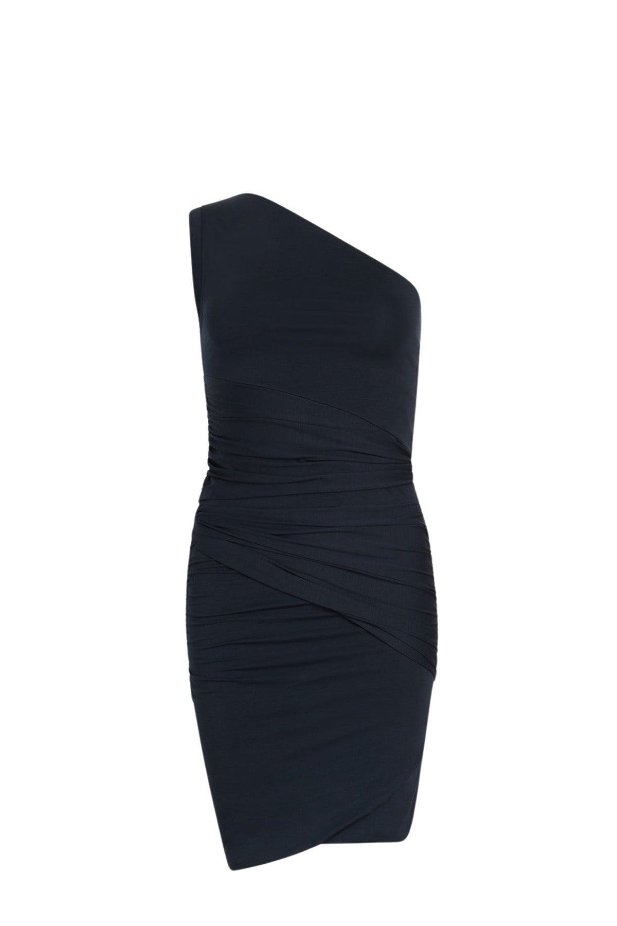 Navy Black / Robe asymétrique en coton bio stretch