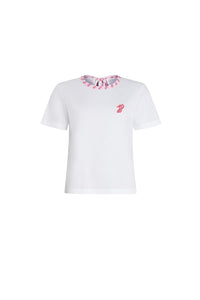 Small Provence Pink / T-shirt à col imprimé en coton bio