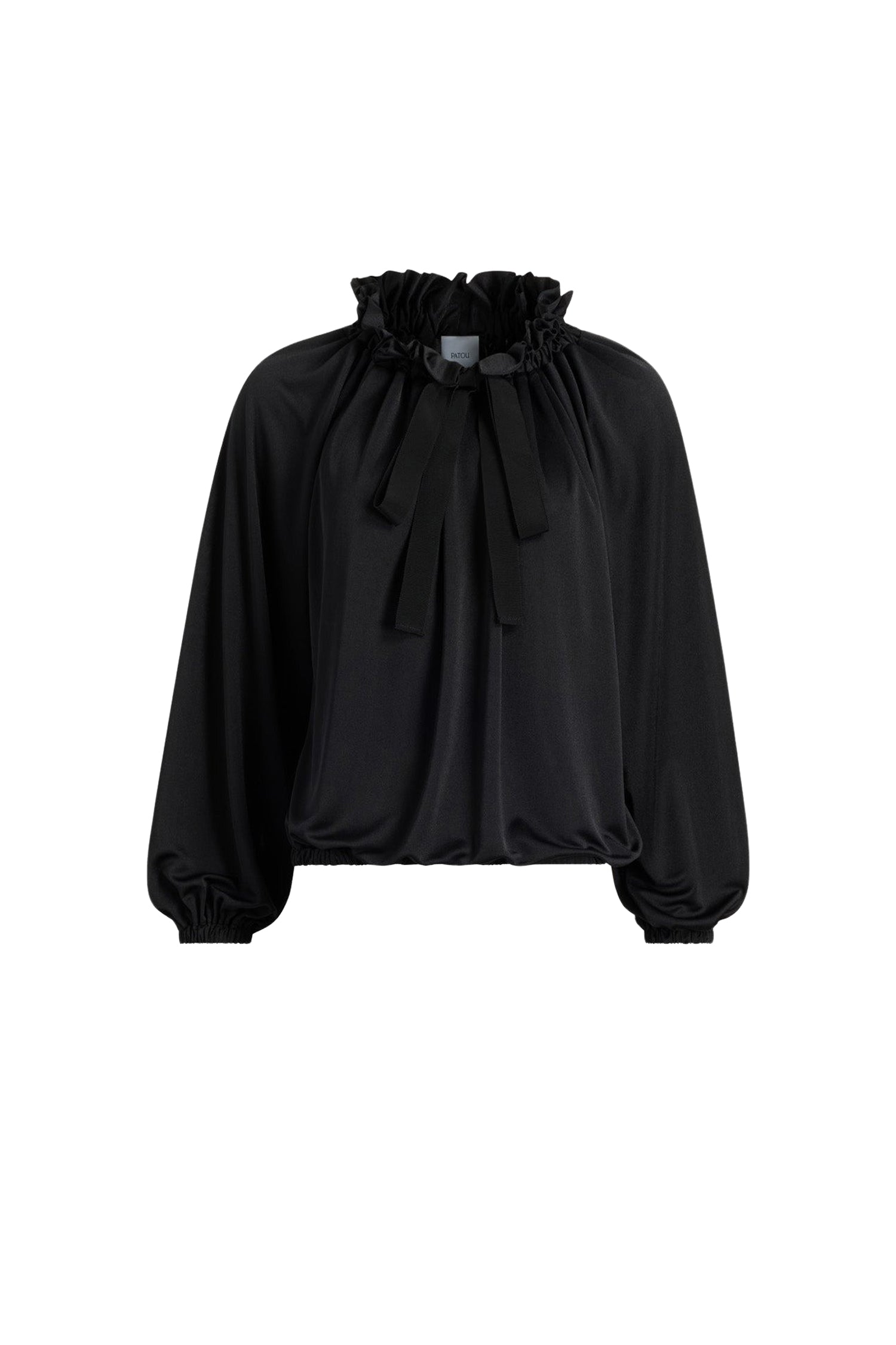 Blouse satinée à manches chauve-souris - Noir