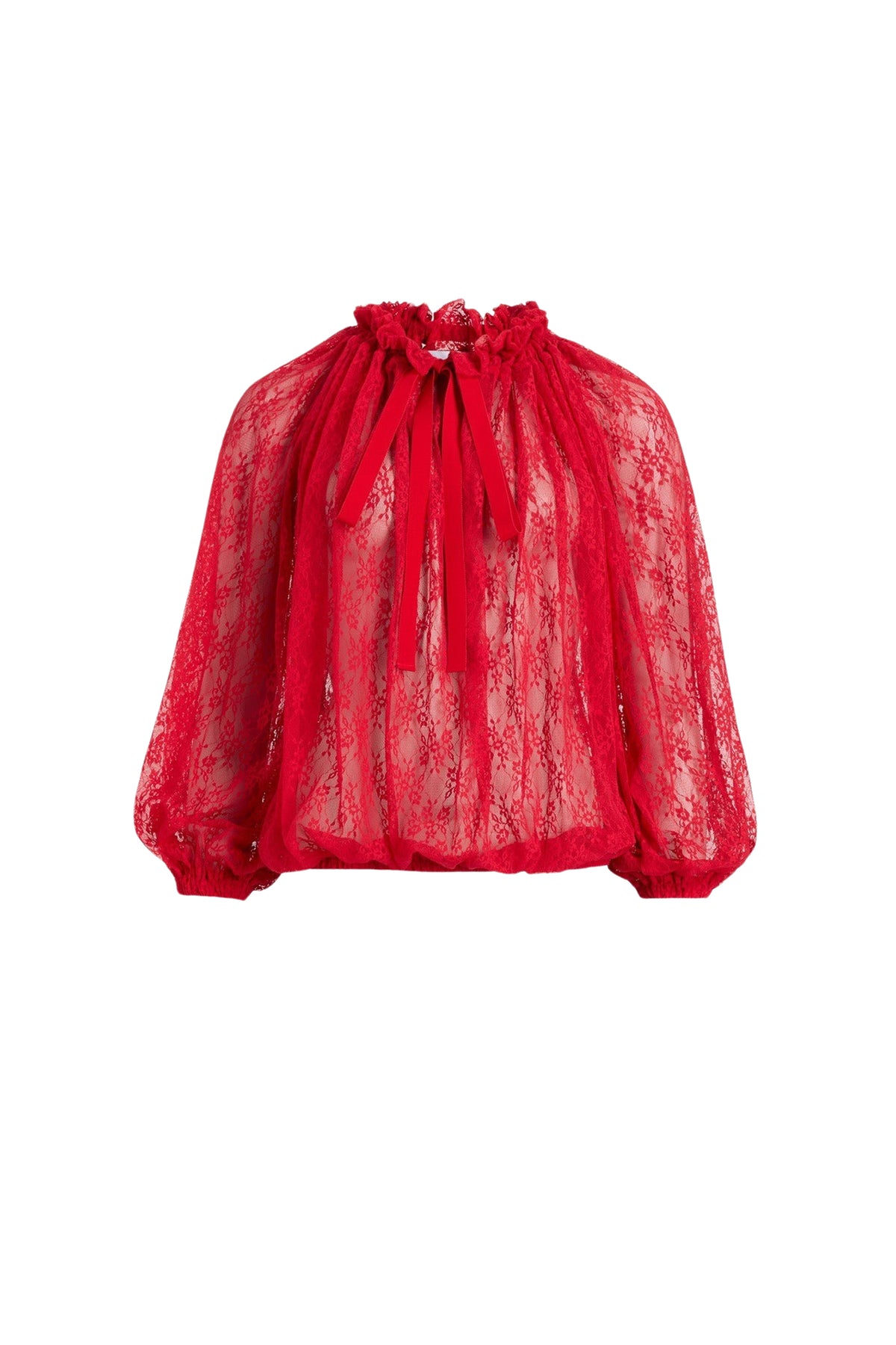 Babylone Red / Haut iconique à coulisse en jersey dentelle