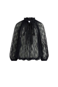 Blouse à manches chauve-souris en dentelle - Noir