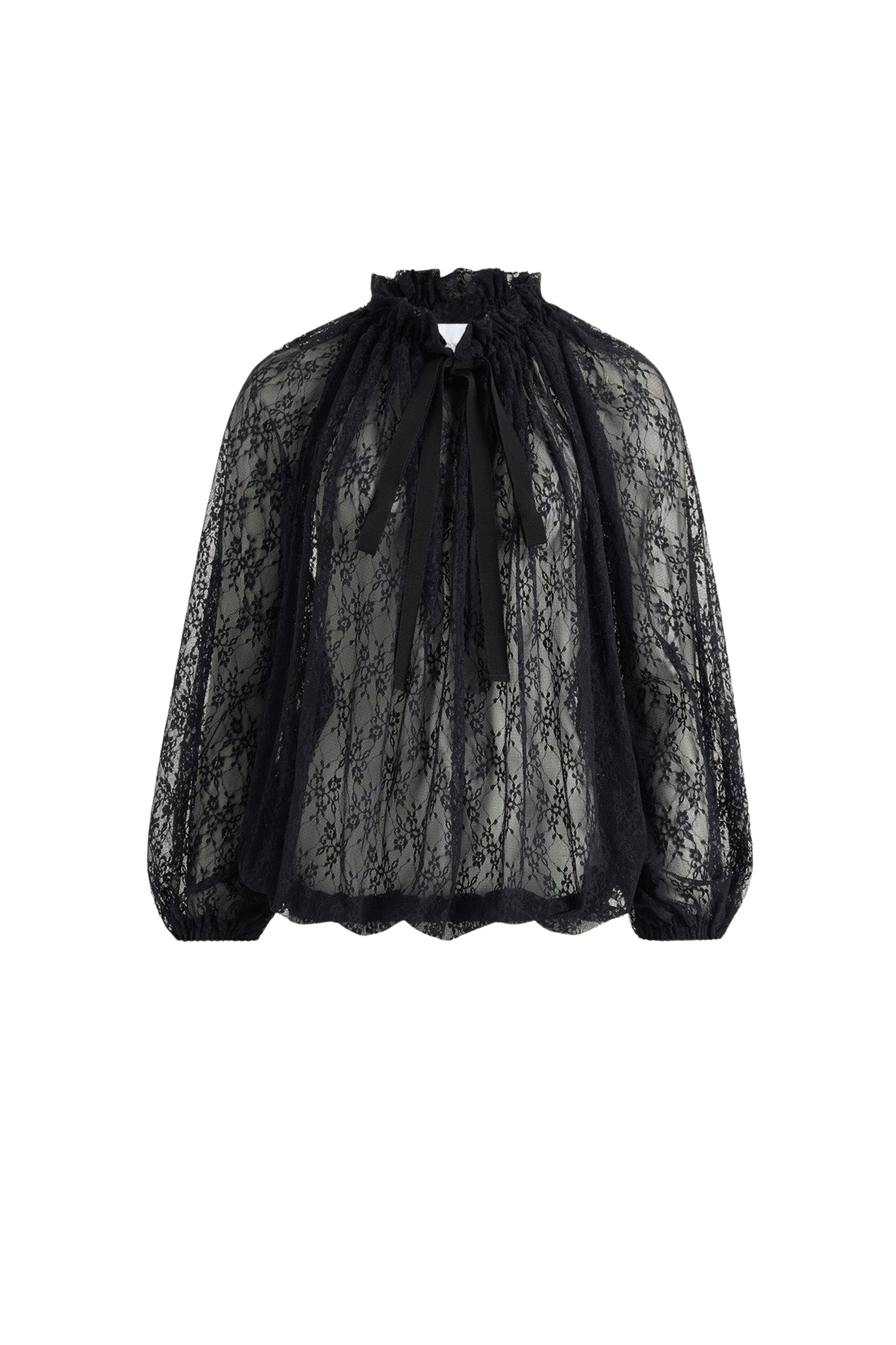 Blouse à manches chauve-souris en dentelle - Noir