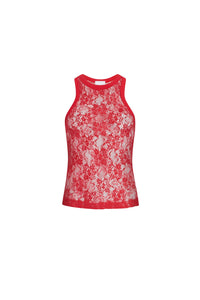 Babylone Red / Débardeur en jersey dentelle
