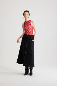 Babylone Red / Débardeur en jersey dentelle